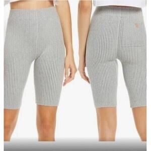 lunya Ribbed Bike Shorts in Light Gray